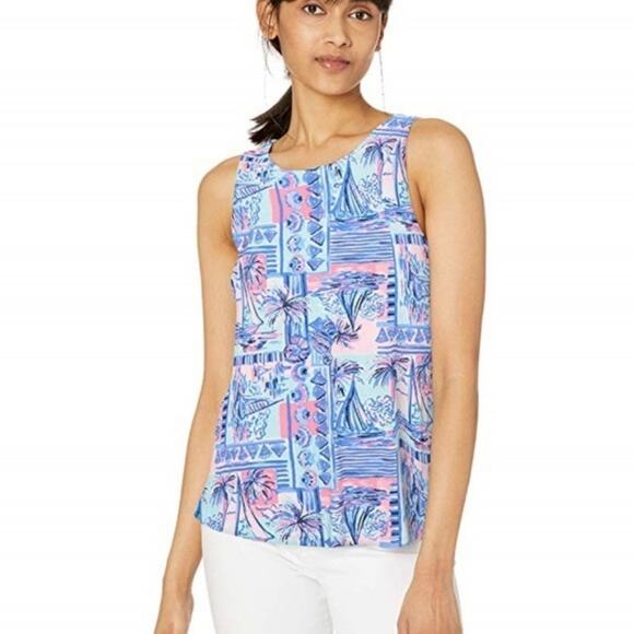 Lilly Pulitzer Kristen top whisper blue yeah bouy small - Picture 1 of 7